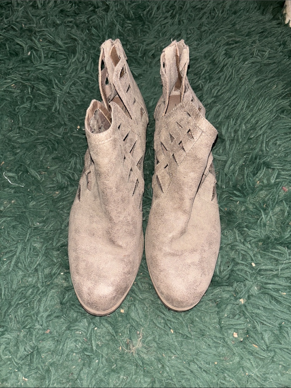 Women's Gray Cutout Ankle Boots